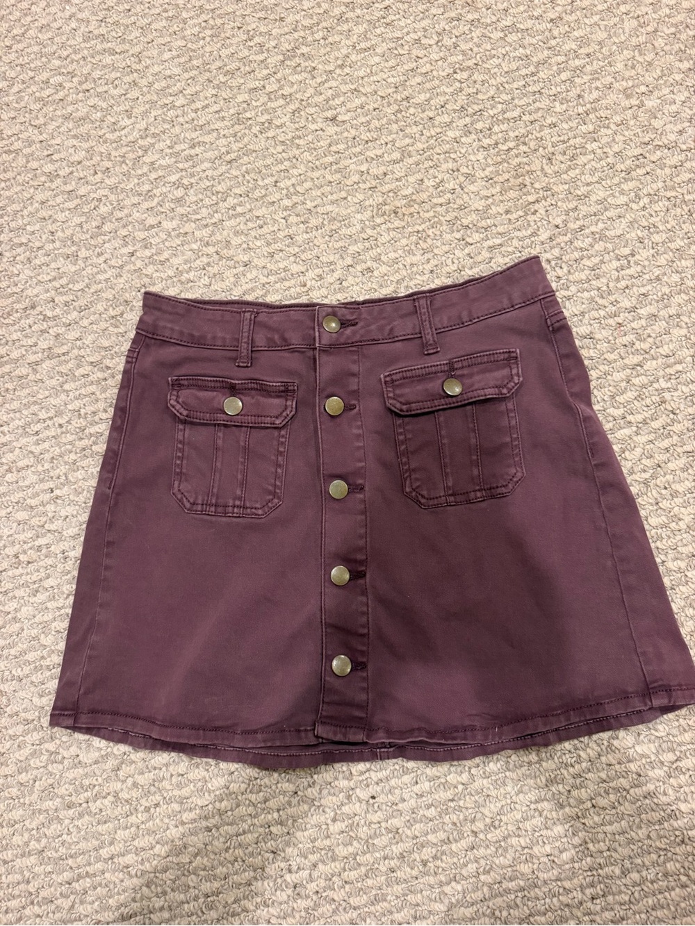 Altar'd State Plum Button-Front Mini Skirt